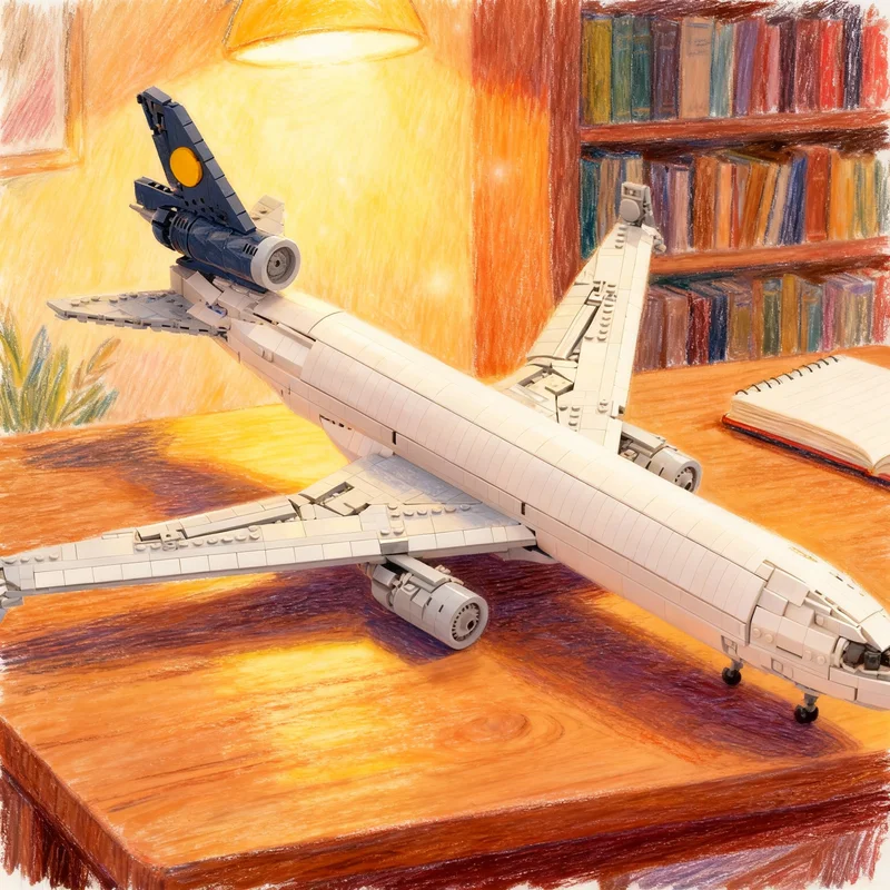 1836pcs MOC Lufthansa Cargo MD-11 Creator Expert Model Christmas Gift Interior Decoration Home Decor Desk Display Shelf Accent