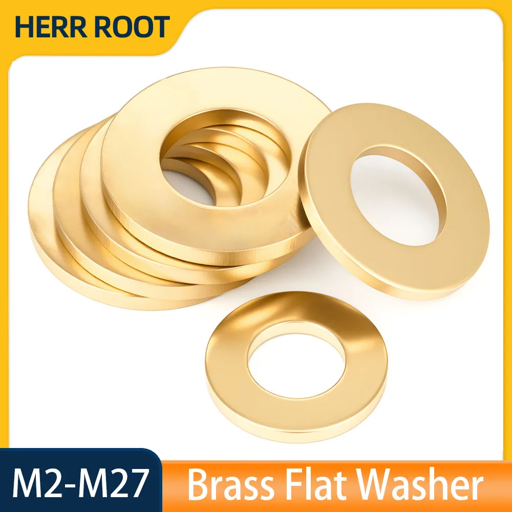 10pcs 30pcs 50pcs M2-M27 Solid Brass Flat Washer Plain Brass Gasket Ring Spacer Circular Meson Good Heat Conduction