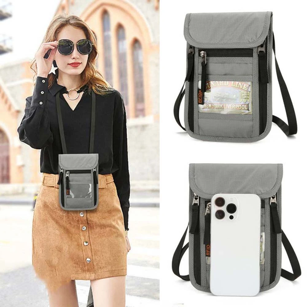 

Large Capacity RFID Passport Bag Anti-loss Transparent Credential Storage Bag Breathable Coin Purse Nylon Men's Wallet Shopping
