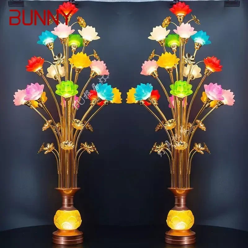

BUNNY Colored LED Lotus Table Lamp For Buddha Lamp Household Buddha Hall Lamp Glass Lamp Temple Worship Buddha Front Lamp