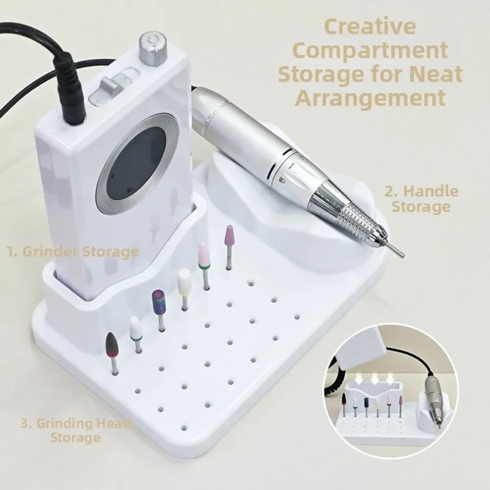 Plastic Multi-Hole Nail Drill Bit Organizer with Multiple Compartments Universal Manicure Storage Box Saving Space Grinder Rack