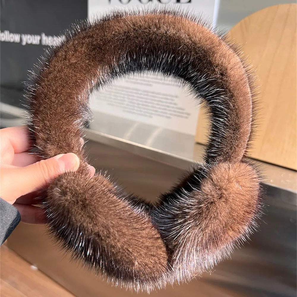 Fashion Outdoor Cold Protection Girls Ear-muffar muffola paraorecchie Luxury women's Winter Warm 100% Natural Real Mink Fur Earmuff