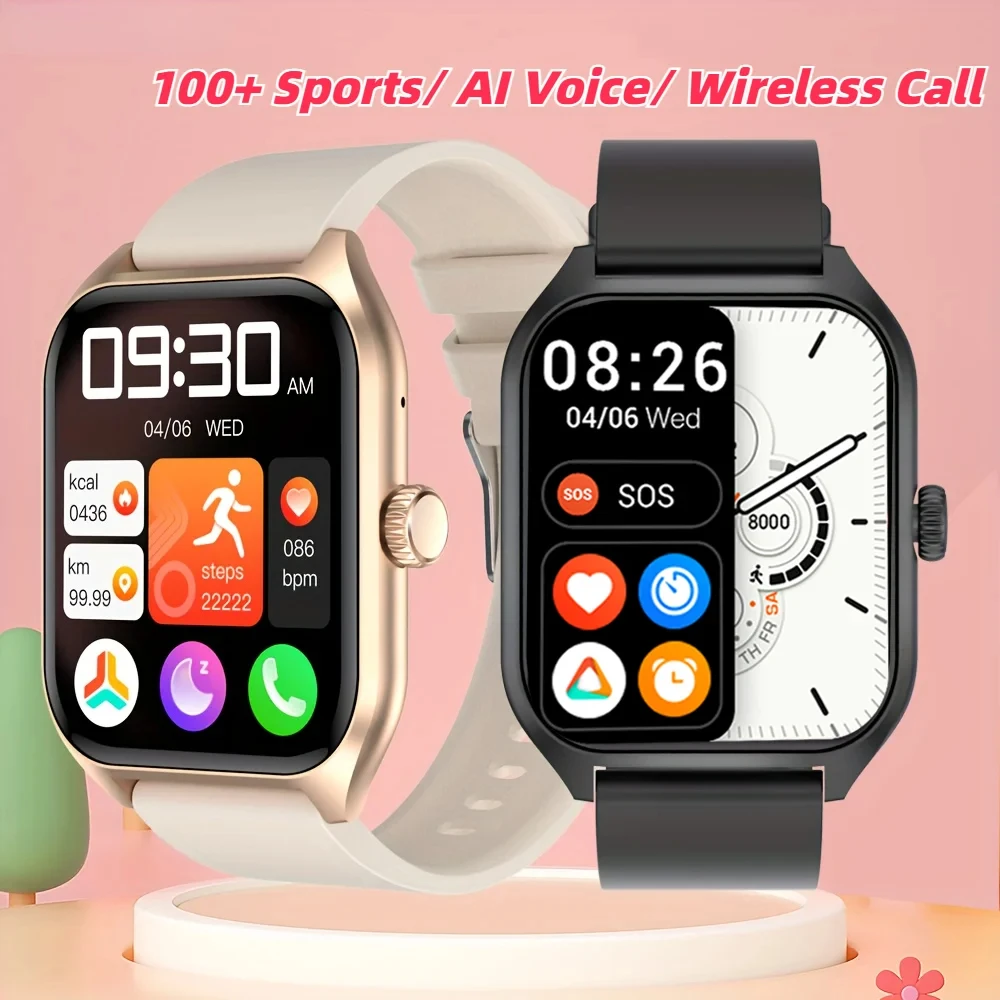 Смарт-часы QX5 с голосовым вызовом для женщин и мужчин, фитнес-трекер 1,85 с спортивными водонепроницаемыми смарт-часами 100+ для Android iPhone