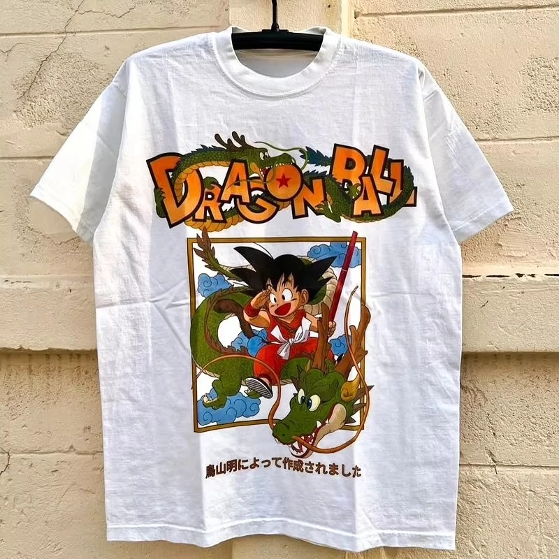 

Sun Man Seven Dragon Ball Little Sun Wukong American Poster Wind Heavy Short Sleeve T-Shirt Men's White Retro Half Sleeve