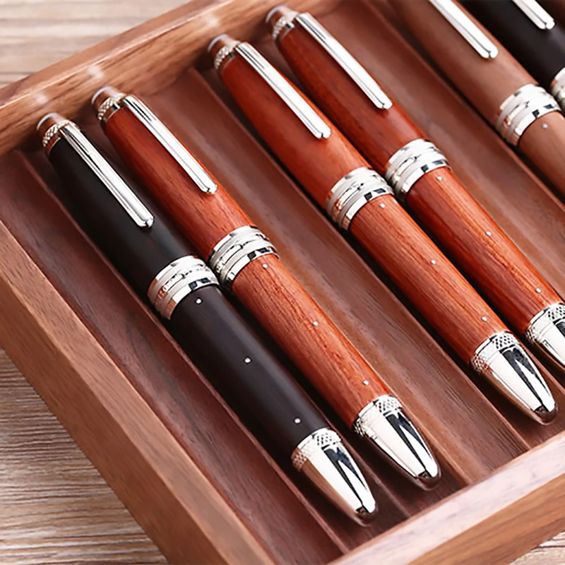 Majohn M1000 Wood Fountain Pen BOCK Nib Fine Size with Converter Rivet Pearl Top Writing Pen Silver Clip Beautiful Gift Pen