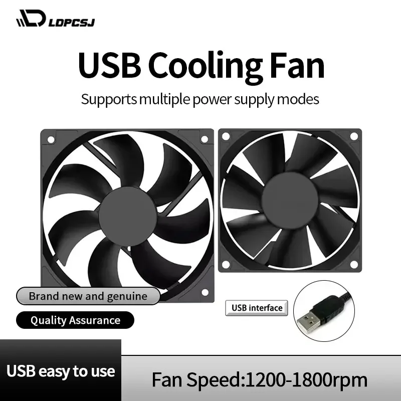 LDPCSJ USB Cooling Fan 8CM/12CM/14CM 800-1800RPM with USB Port Power Supply for Desktop Computer
