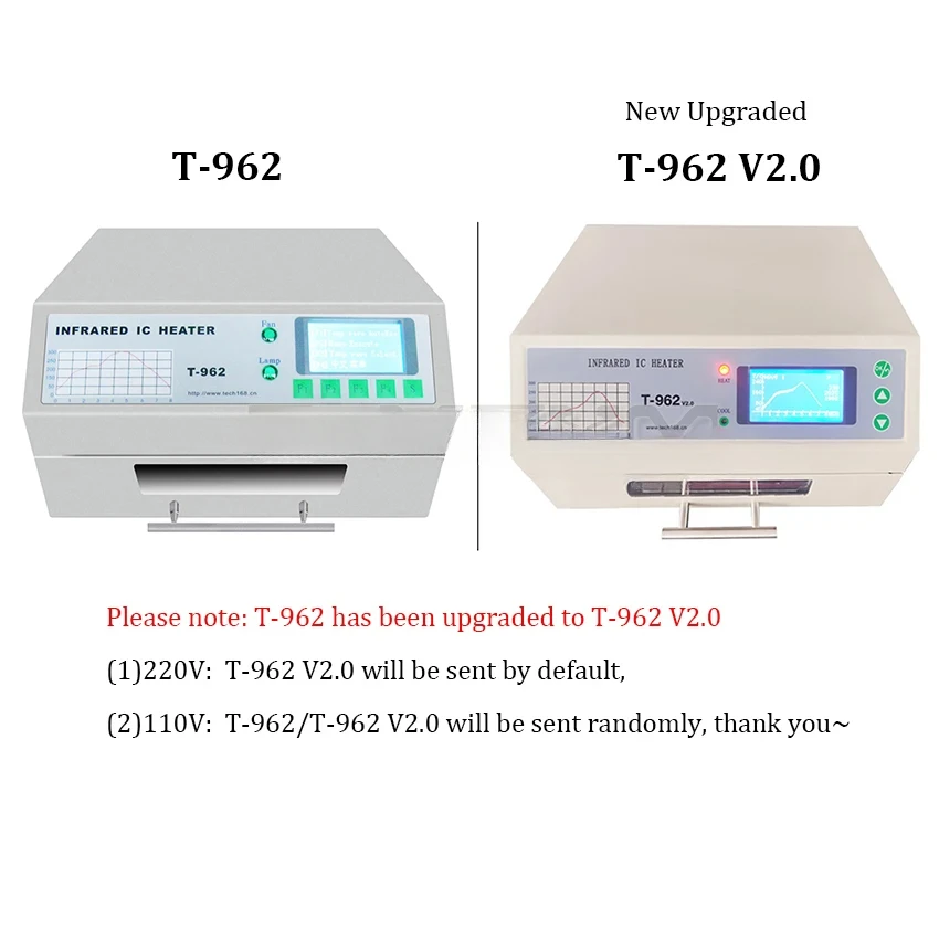 PUHUI T-962 Infrared IC Heater With Smoke Channel Infrared Reflow Soldering Machine BGA SMD Rework Solder Station Free Shipping