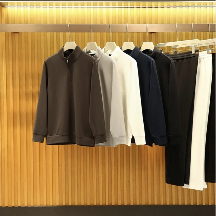 

Outdoor Men's Long Sve T-irt f Zipper Casual Hoodie Trendy Base Layer irt Stand Collar Leisure Sweatirt for Autum...