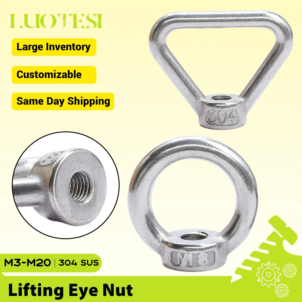 Marine Lifting Eye Nuts 304 Stainless Steel M8 M10 M12 M14 M16 M18 M20 Lifting Eye Nuts Triangle Ring Nuts DIN582/DIN583