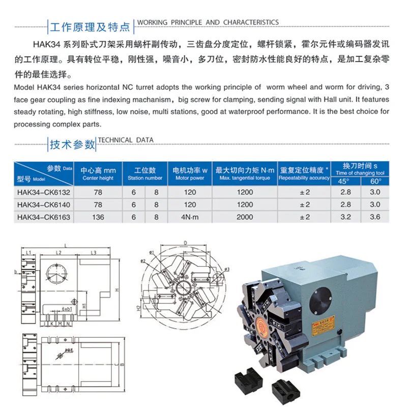 Honruida numerical control 6/8 station turret electric tool holder HAK31063/80/100/125