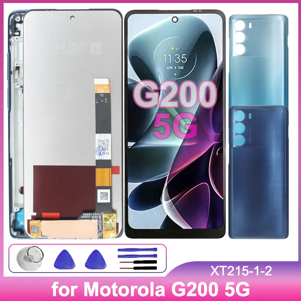Pantalla LCD de 6,8 pulgadas para Motorola Moto G200 5G XT2125, repuesto de digitalizador con pantalla táctil para Motorola Moto G200 5G XT2125 con Fram