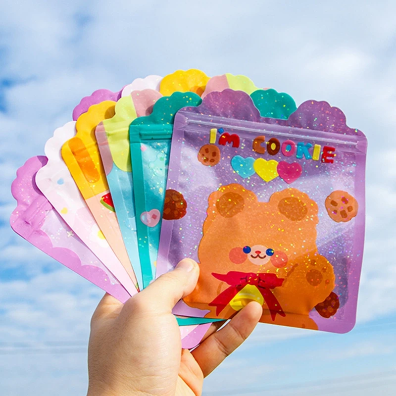 10Pcs Cartoon Animal Snack Bags Pvc Fresh-Keeping Dustproof Reusable Food Packing Small Cookie Accessories Storage Bag Candy Bag