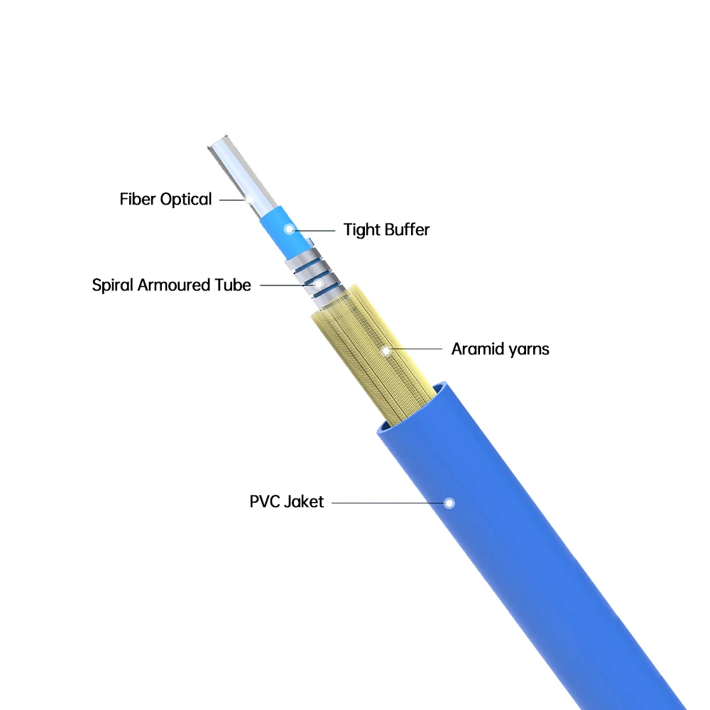 ST إلى ST 1/2/3/5M كابل تصحيح الألياف الضوئية المدرعة وضع واحد Simplex/Duplex UPC OS2 3.0 مللي متر PVC