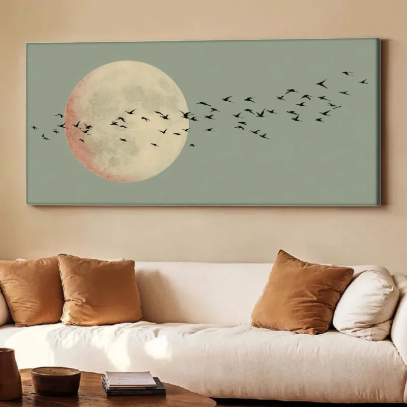 

2D Flat, 1pc Frameless Vintage Poster, Large Japanese Flying Bird Art Print, for Bedroom and Living Room Decoration Artwork Gift