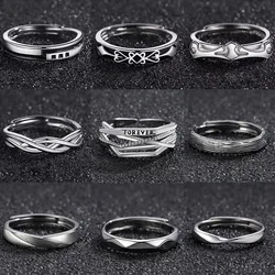1Pcs 9 Style New In Copper Vintage Geometry Silver Color Ring for Men Women Unisex Statement Opening Adjustable Anillo Jewelry