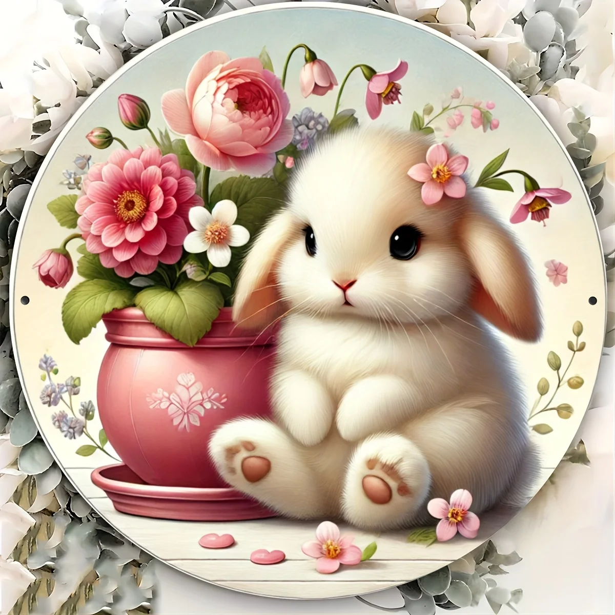 لافتة ألومنيوم لإكليل سلة أرنب عيد الفصح الريفي - لوحة معدنية لديكور المنزل والحرف الفنية ومستلزمات القصاصات #6