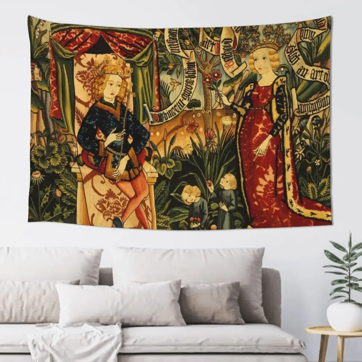 Two Riddles of the Queen of Sheba, Medieval Tapestry Decoration For Bedroom Decor For Room Tapestry