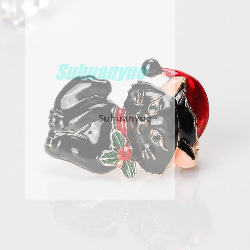 Christmas Vintage Animal Cute Cat Brooches Pins Women Coat Clothing Badges Jewelry Accessries