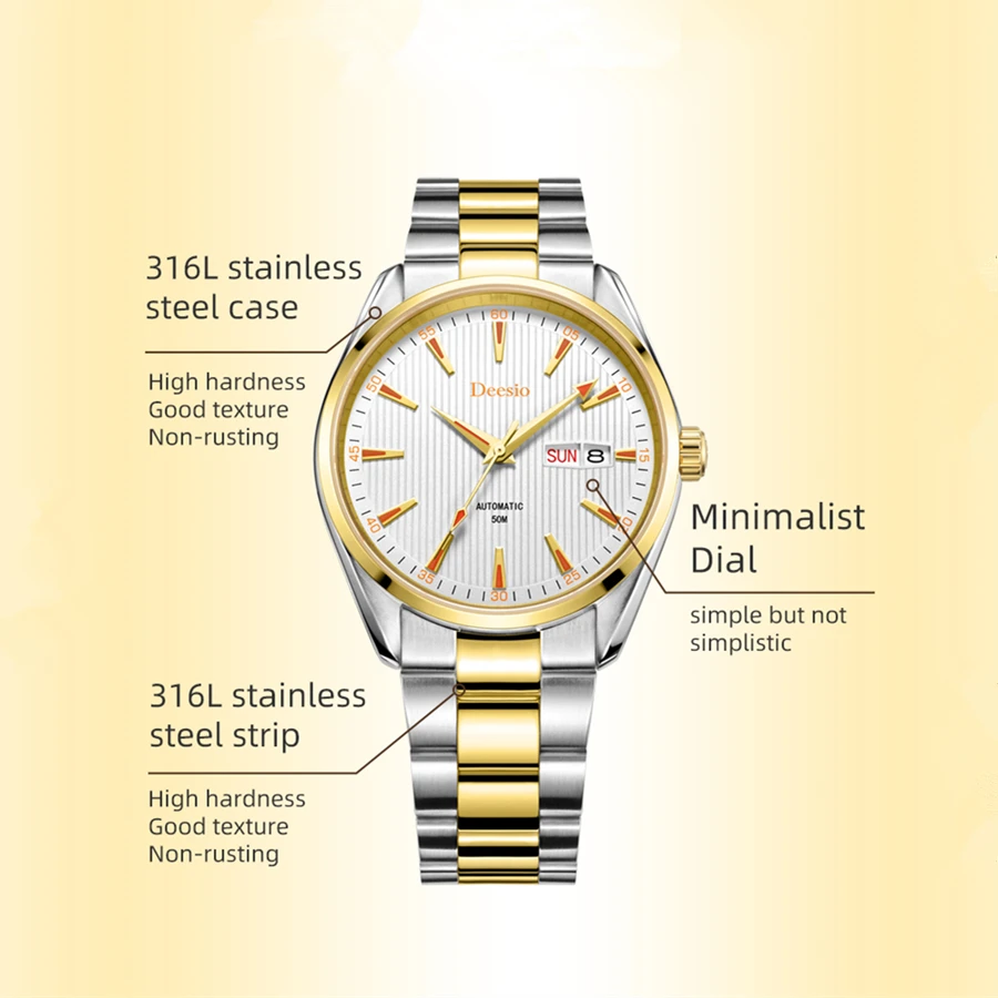 Deesio Clean Factory Watch Luxury Couple Wristwatches Automatic Mechanical Japan Movement Waterproof 50M montres mécaniques