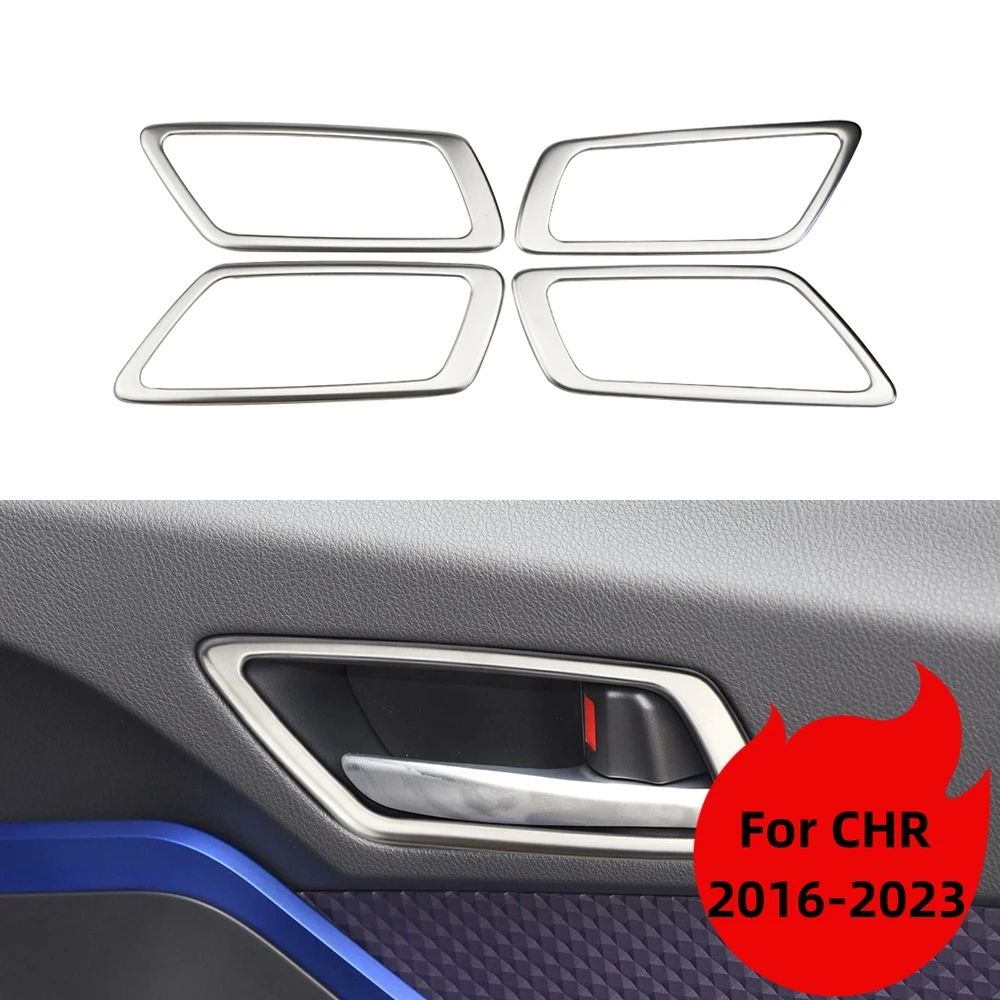 Car Inner Door Handle Bowl Cover Trim for Toyota CHR C-HR 2016 2017 2018 2019-2023 ABS Carbon Fiber Stickers 4Pcs Decoration