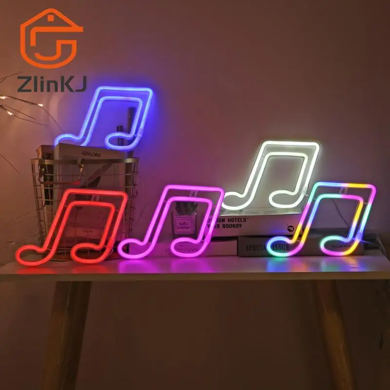 LED ضوء النيون الموسيقى ملاحظة أضواء النيون ليلة ضوء الحفل الجدار مصباح لغرفة النوم بطارية USB الطاقة ضوء الليل للحزب