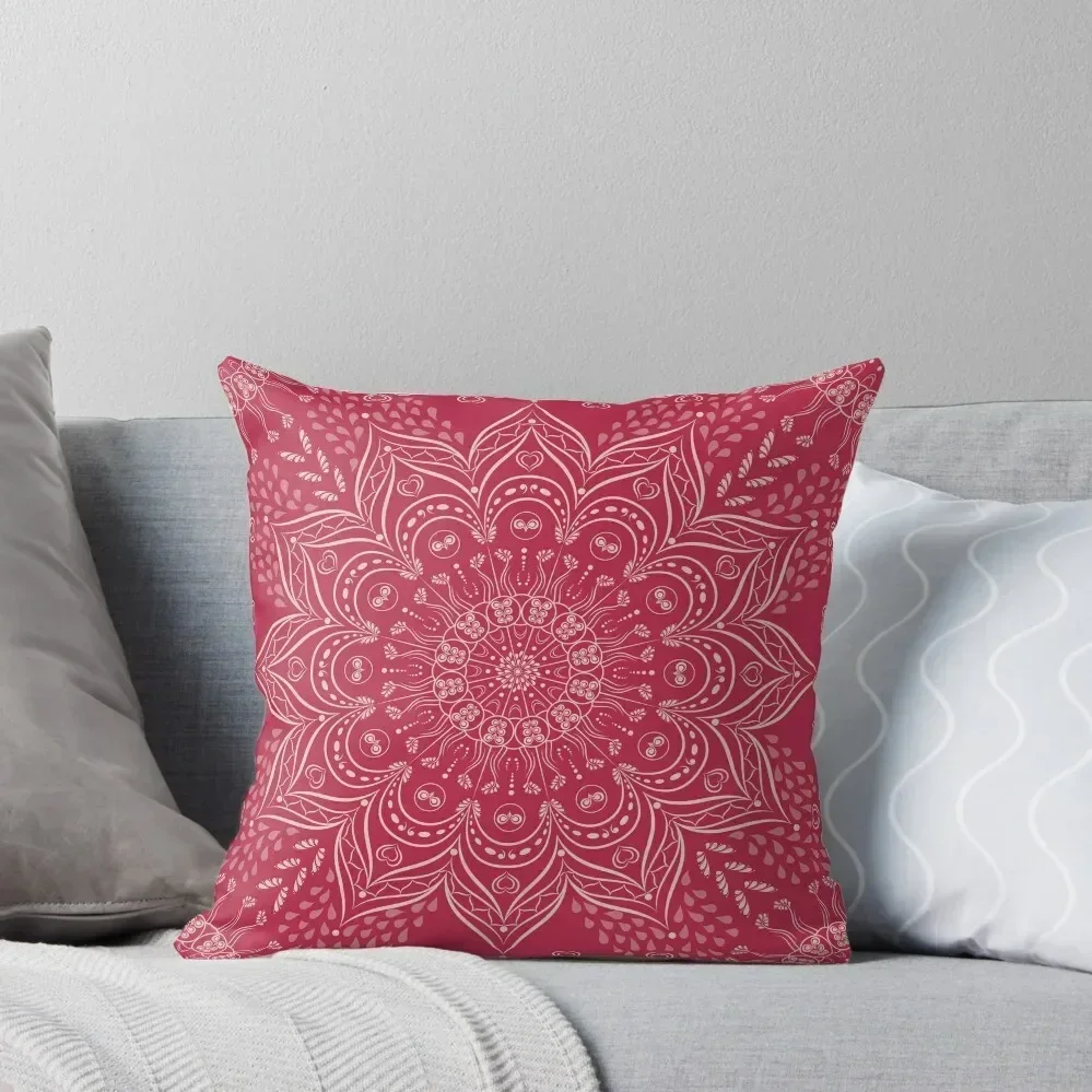 Boho Viva Magenta Mandala Throw Pillow Cushion Cover Set pillow pillowcase pillow