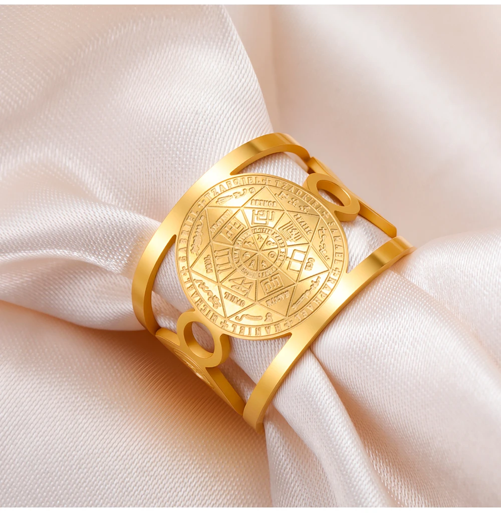 COOLTIME Sieben Erzengel Engel Ring Edelstahl Vintage Frauen Männer Solomon Schutz Amulett Ring Schmuck – Detail 10