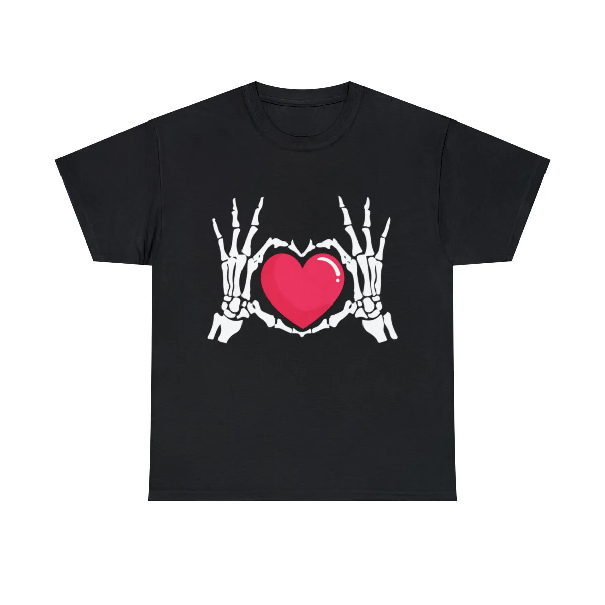 Skeleton Hand Heart Love Halloween Graphic Tee Shirt, S-5XL