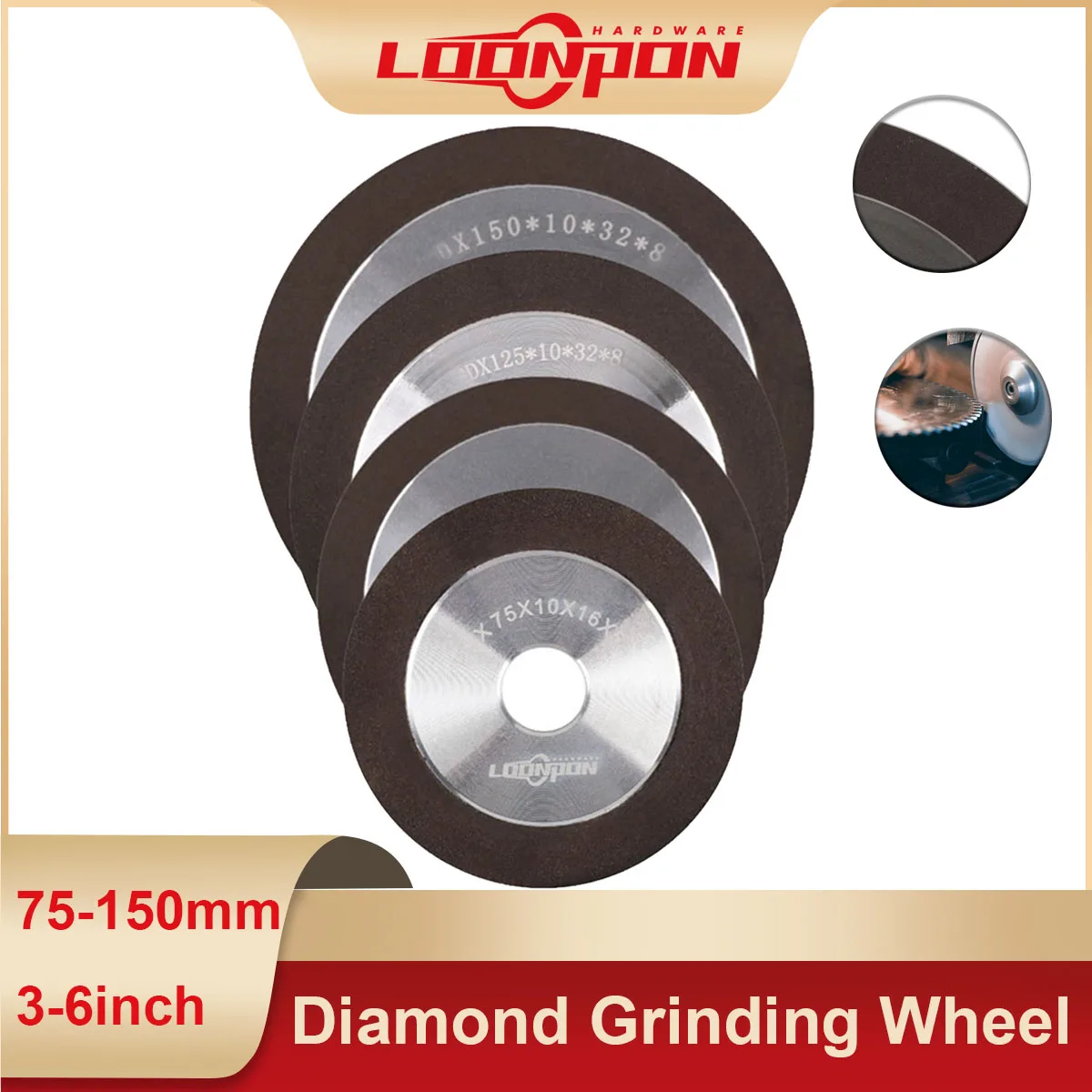 1 Stück Diamant-Schleifscheibe 75/100/125/150 mm 150/180/240/320/400 Körnung Wolframstahl Fräswerkzeug Hartmetall-Metallschleifscheibe