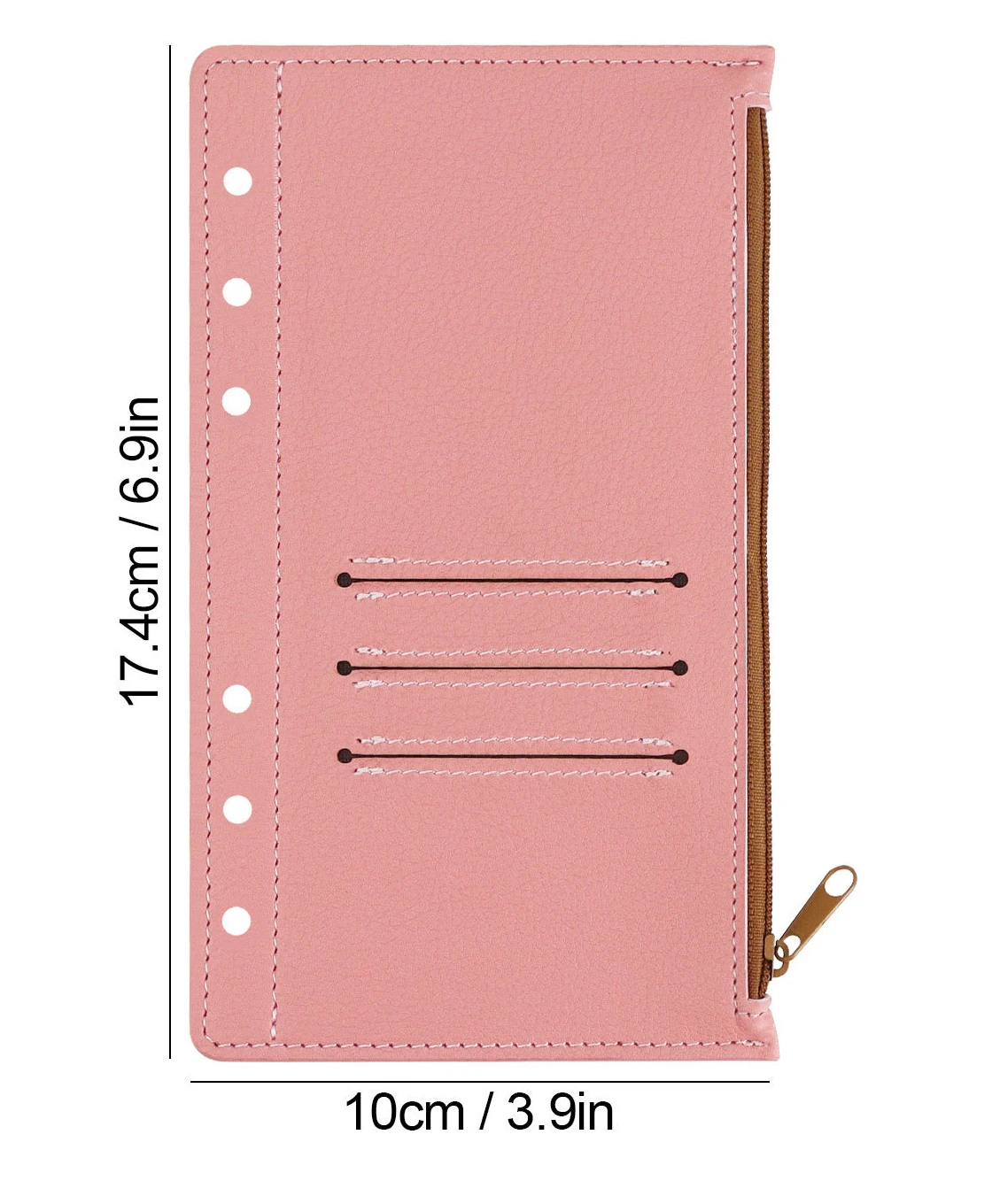 A6 Pink  6-Ring Notebook Binder Loose Leaf Document Filing Bags DIY Document Bag Binder Rings PVC Storage Binding Folder