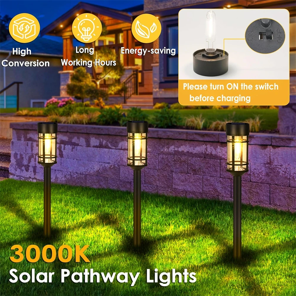 2PCS Solar Pathway Lights Waterproof Upgraded Walkway Landscape Outdoor Driveway Lights for Yard Lawn Patio Garden Decor