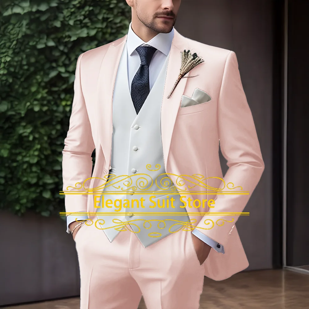 Men's Suits Elegant Wedding Blazer Slim Fit 3 Pcs Jacket Pants Vest Luxury Costume Homme Formal Party Male Clothing