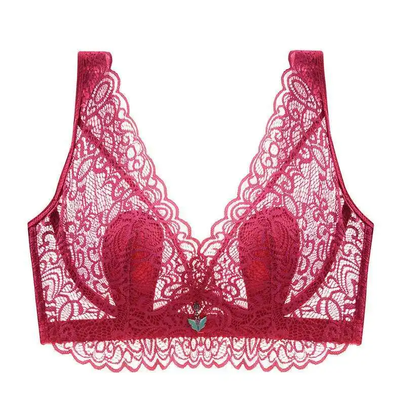 Sujetador de algodón ultrafino de encaje, ropa interior cómoda, copa completa B, C, D, E, talla grande, 75, 80, 85, 90, 95, 100, 105, 110, 115, 120