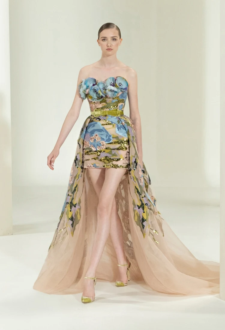 Elie Saab Off The Shoulder Embroidery Bead Front short long back فساتين السهرة vestidos de fiesta فساتين سهره evening dresses