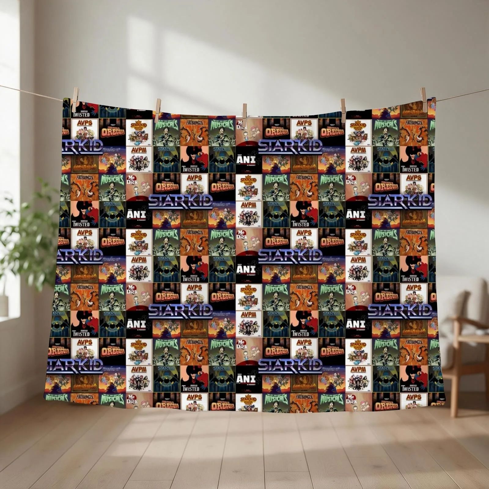 Starkid collage Throw Blanket Flannel Personalized Gift Plaid on the sofa bed plaid Blankets