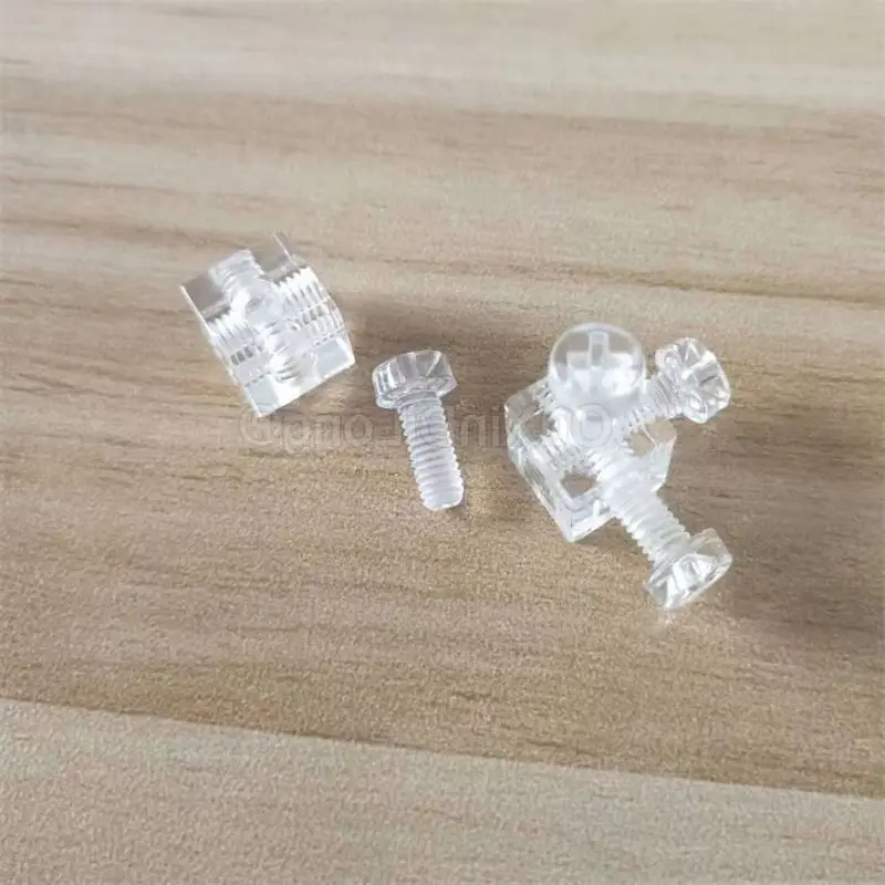 500PCS Acrylic Transparent 6 Sided Fixed Block Brackets Connection Crystal Nut Chassis Components for Furniture Square Dishes