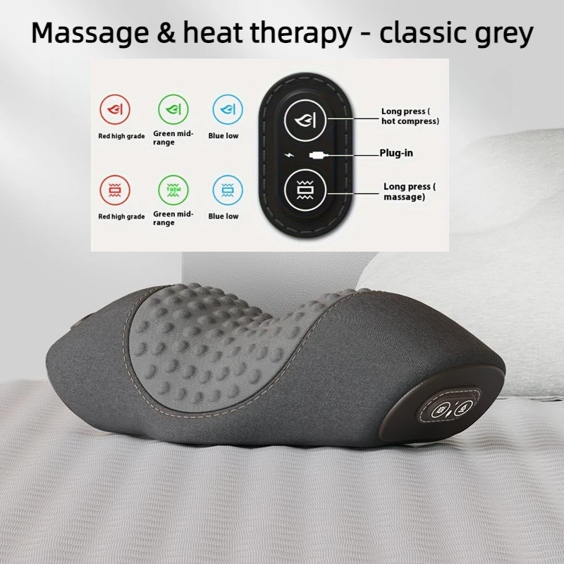 Electric Neck Massager Neck Pillow, Hot Compress, Neck Stretching, Heating Vibration, Shoulder Massage Pillow, Back Traction