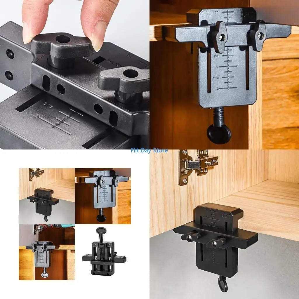 F92C Efficient Cabinet Door Mounting Support with Adjustable Accurate Locking Hinges Drilling Jigs Aluminum Construction