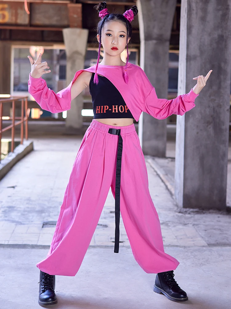 Costume de danse jazz pour filles, pantalons courts en Y, tenues de performance K-pop hip-hop, vêtements de scène roses, vêtements pour enfants, BLpayée ity 95, 2022