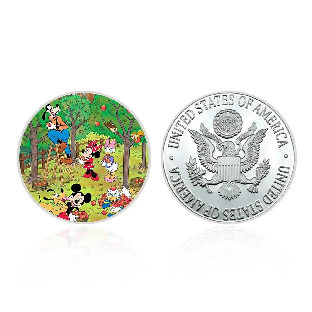 Disney Gold Color Mickey Mouse Commemorative Coins Cartoon Coin Cute Children Gift Furniture Decoration Coin Minnie Lucky Coins