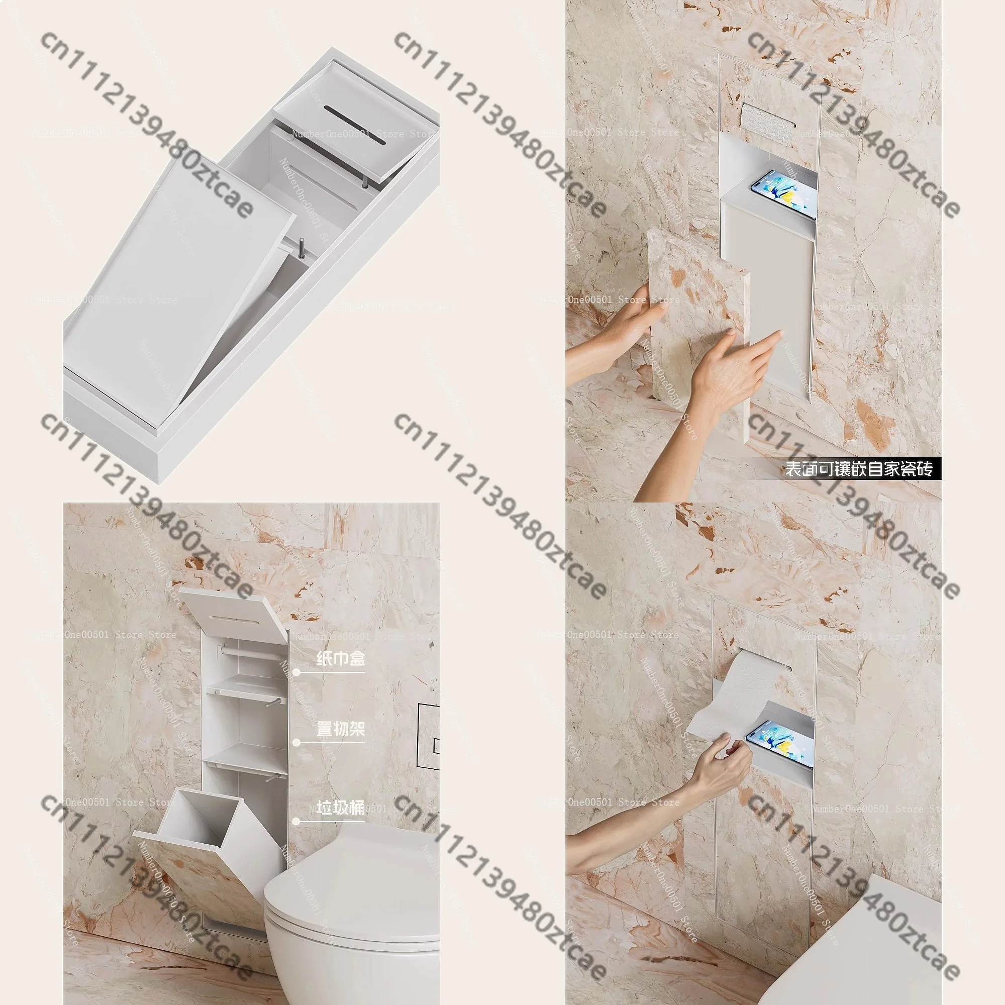 2025 Upgraded Recessed Trash Can, Wall Mounted Stainless Steel Bin with Tissue Box, Space Saving for Bathroom