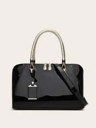 2025 New Patent Leather Boston women's bag Europe retro Style texture Tote bag ladies handbag shoulder crossbody bag women