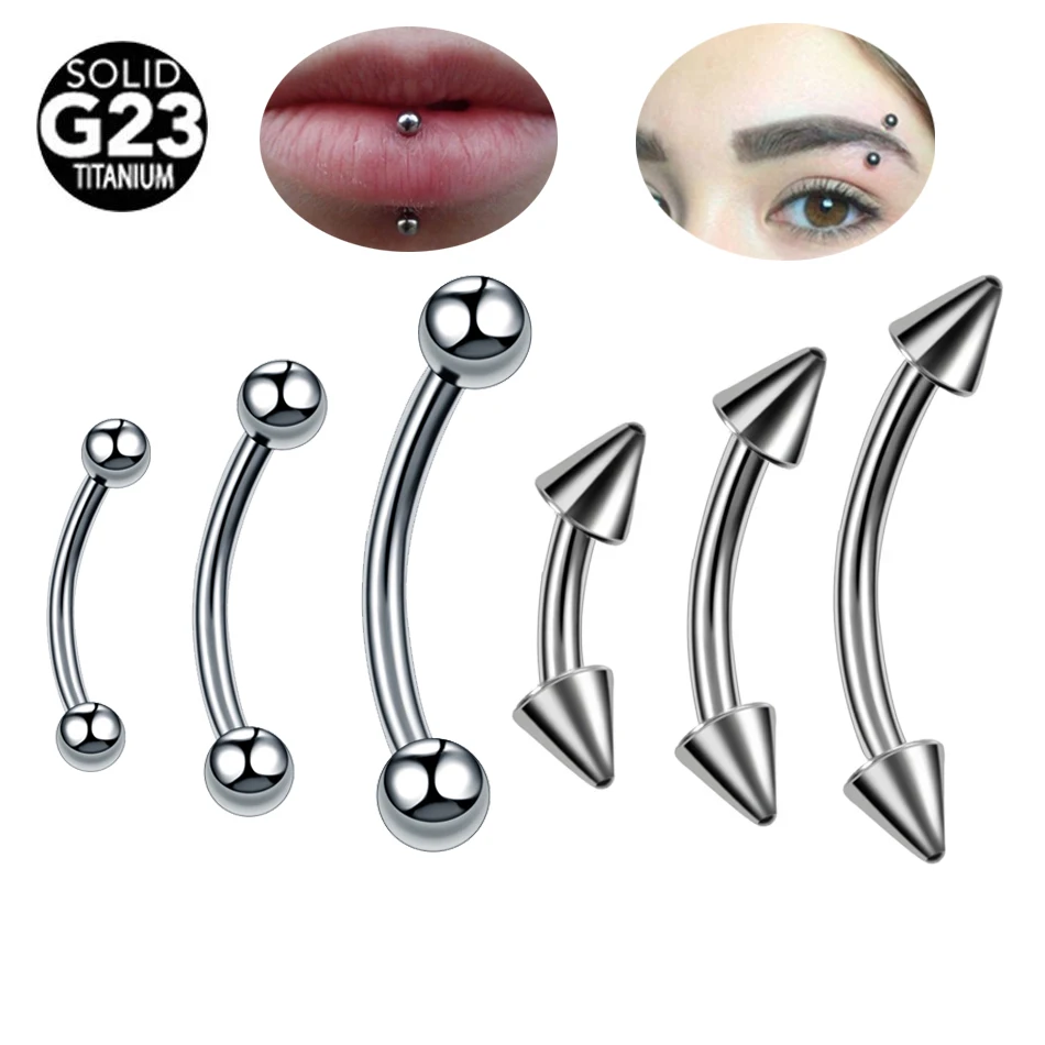 10Pcs G23 Titanium Eyebrow Banana Piercing Ring Curved Barbell Lip Ring Snug Daith Helix Rook Ear Cartilage Tragus Body Jewelry