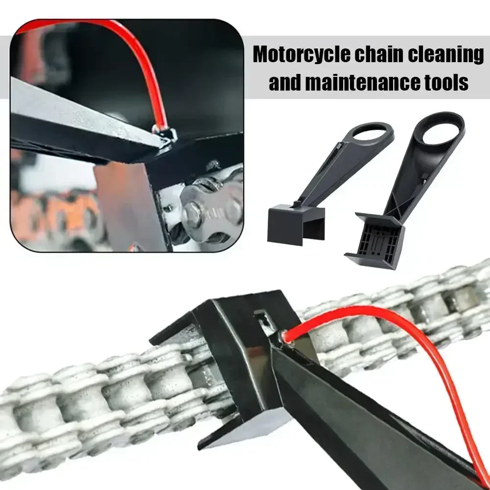 Motorcycle Chain Cleaner Tool Kit for Bike Maintenance Dirt Removal Lubrication with Wax Applicator, Brush Attachment