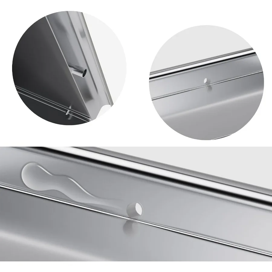 42 بوصة. × 22 1 2 بوصة. رف مائل مثبت على الحائط من الفولاذ المقاوم للصدأ 304 لتخزين المطبخ أو غرفة الغسيل مع مخرج الصرف D #6