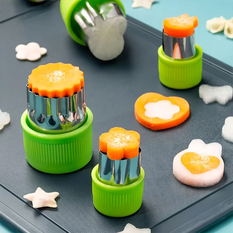 9PCS/Stainless steel Cookie and Vegetable Cutting Set - Mini fruit and cookie embossing molds for children's baking image 2