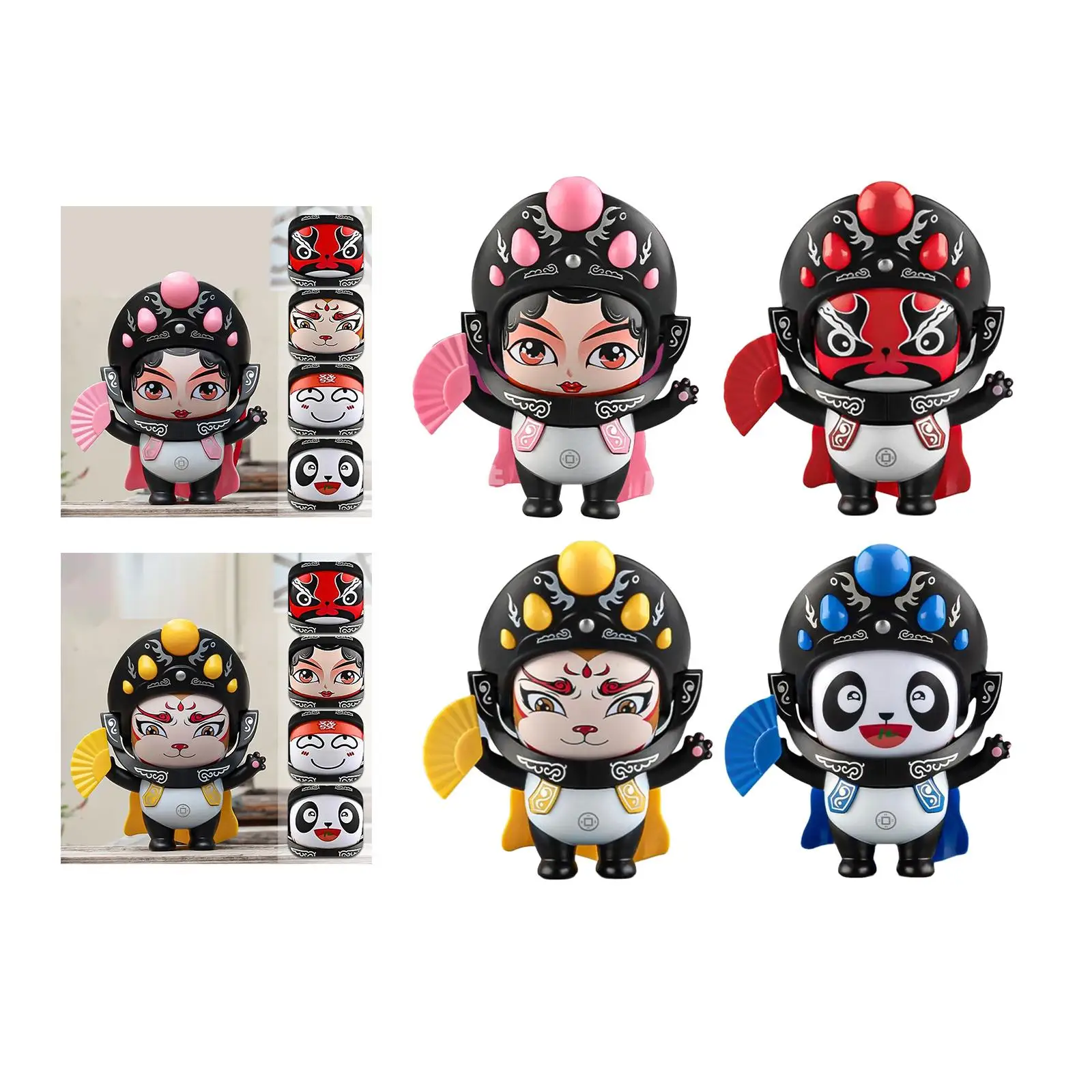 Sichuan Opera Face Changing Doll Cute Miniature Figurine Toy for Car Interior Decoration Office Cabinet Bookshelf New Year Gift