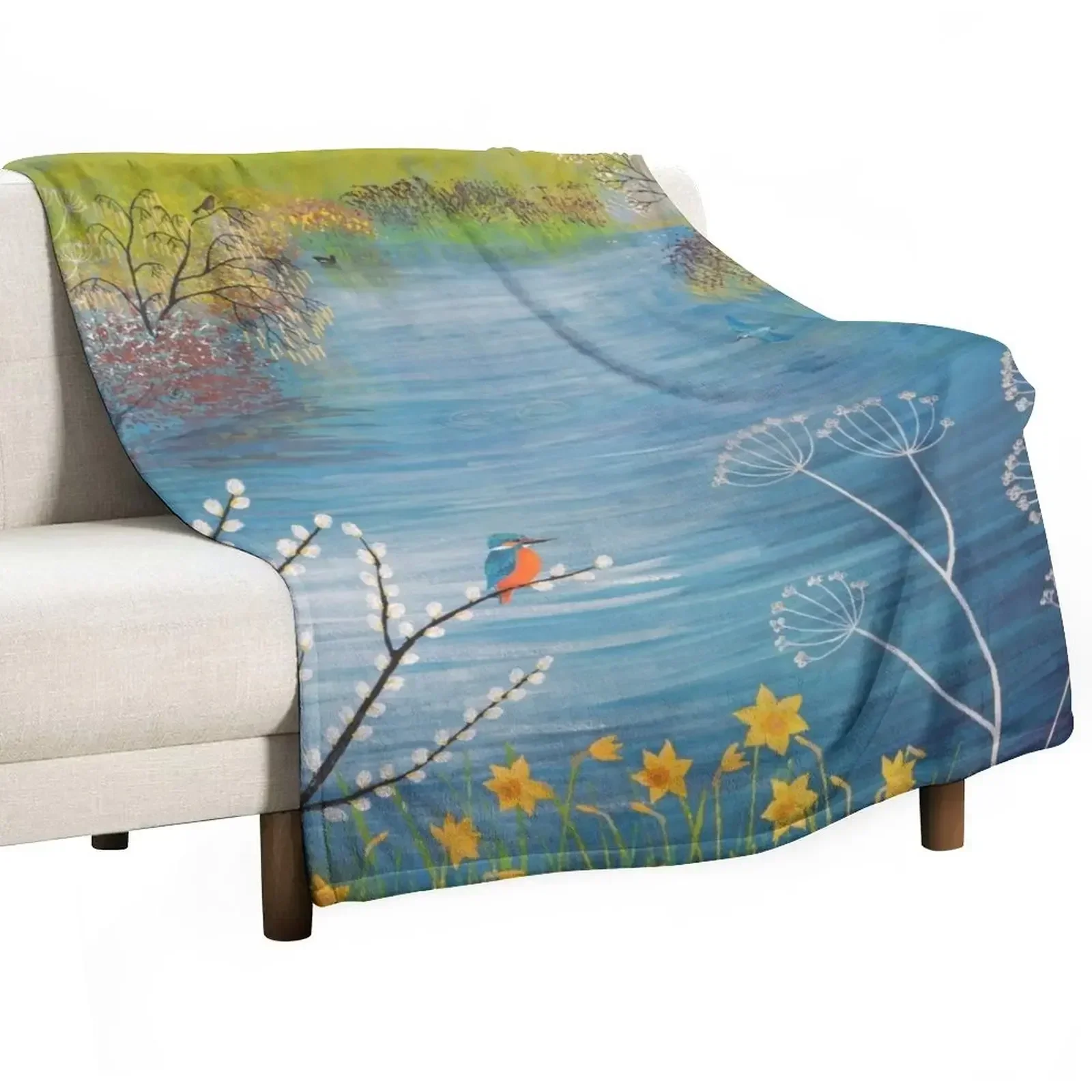 Spring at Kingfisher Pool Throw Blanket Shaggy Hair Blankets