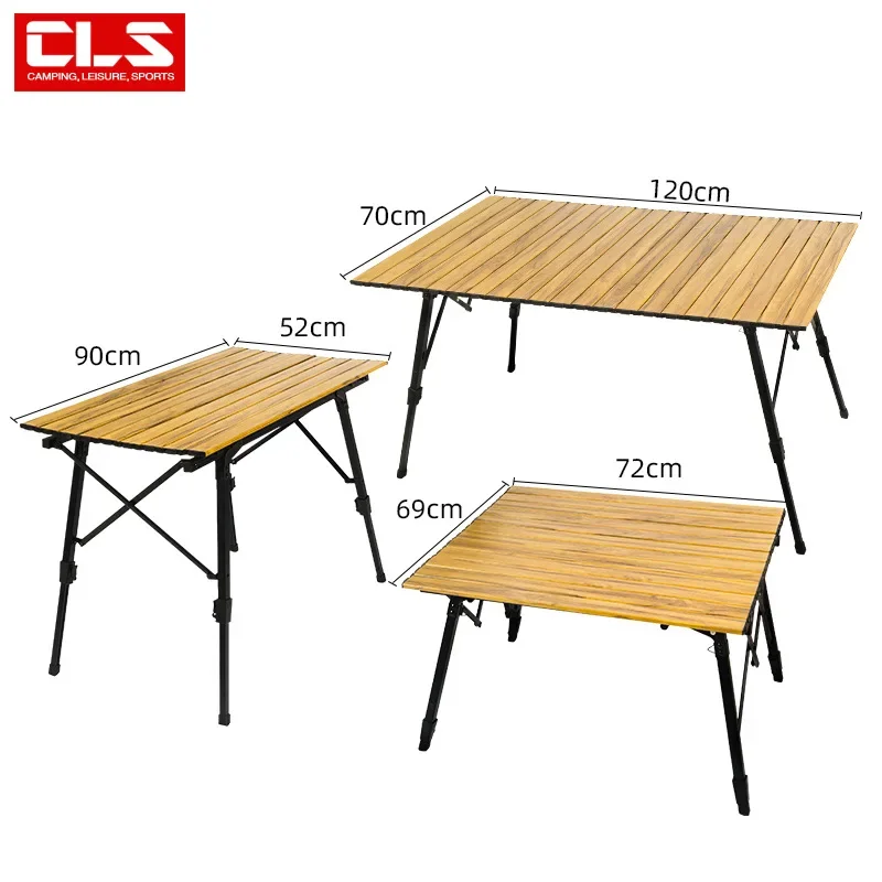 Outdoor Folding Table Wood Grain Aluminum Alloy Egg Roll Table Large Lifting Camping Table Portable Camping Aluminum Plate Table