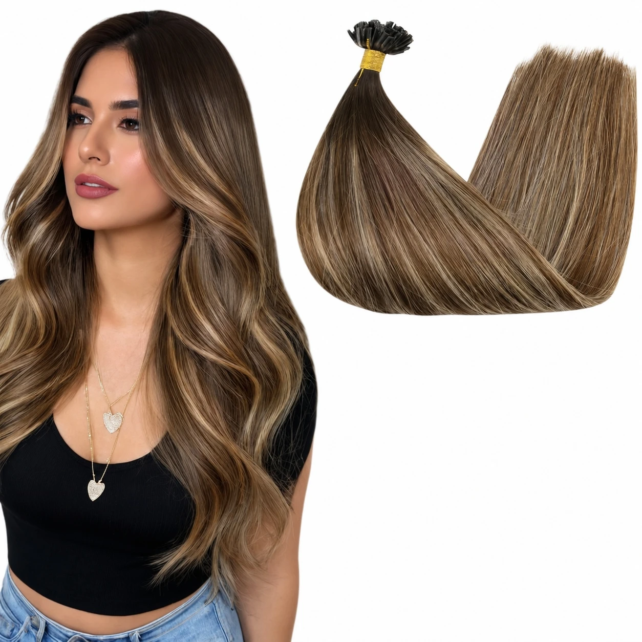 Full Shine U Tip Hair Extensions 50 or 100 Strands Keratin Fusion Prebonded Real Human Hair for Women